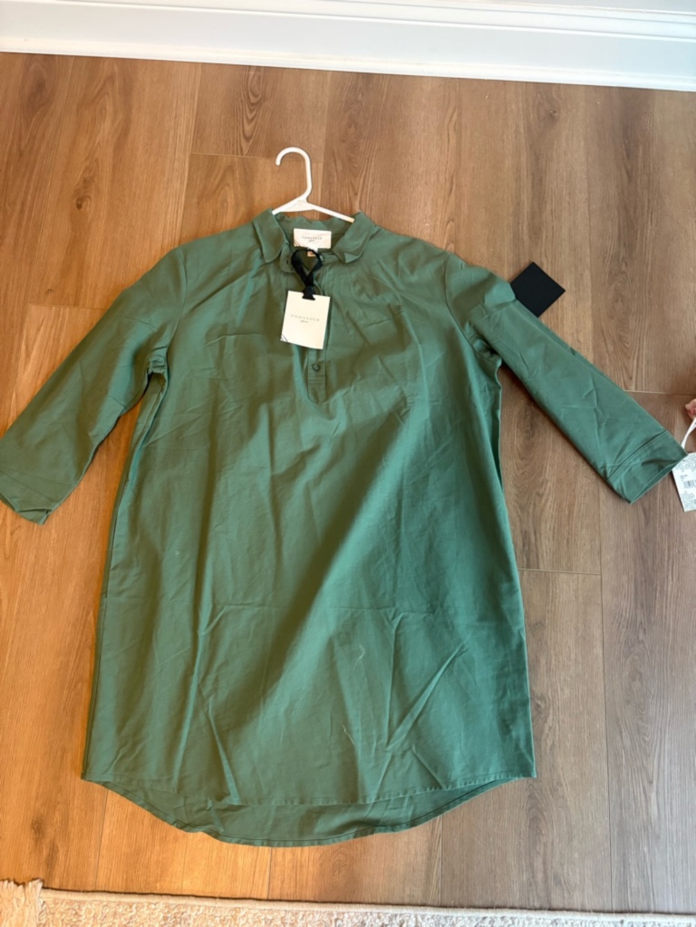Pomander Place Button-Front Mini Polly Dress in Sage Green - Picture 4 of 5